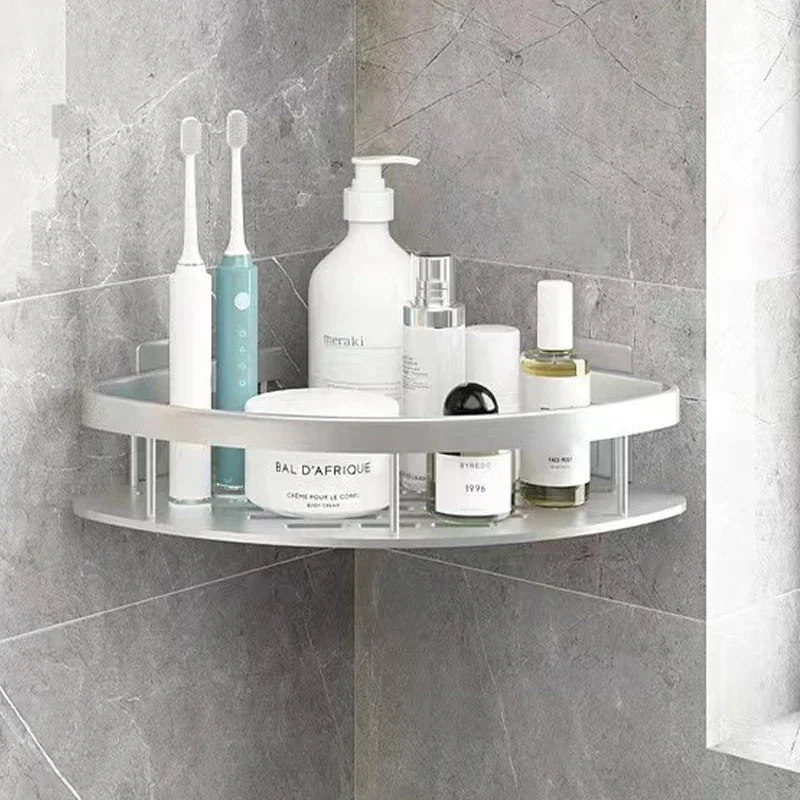 Bathroom Nail-free Shelf Shower Corner Shelf Aluminum Shampoo Shelf Shower Supply Storage Bathroom Accessories Bathroom Shelves - Image 10