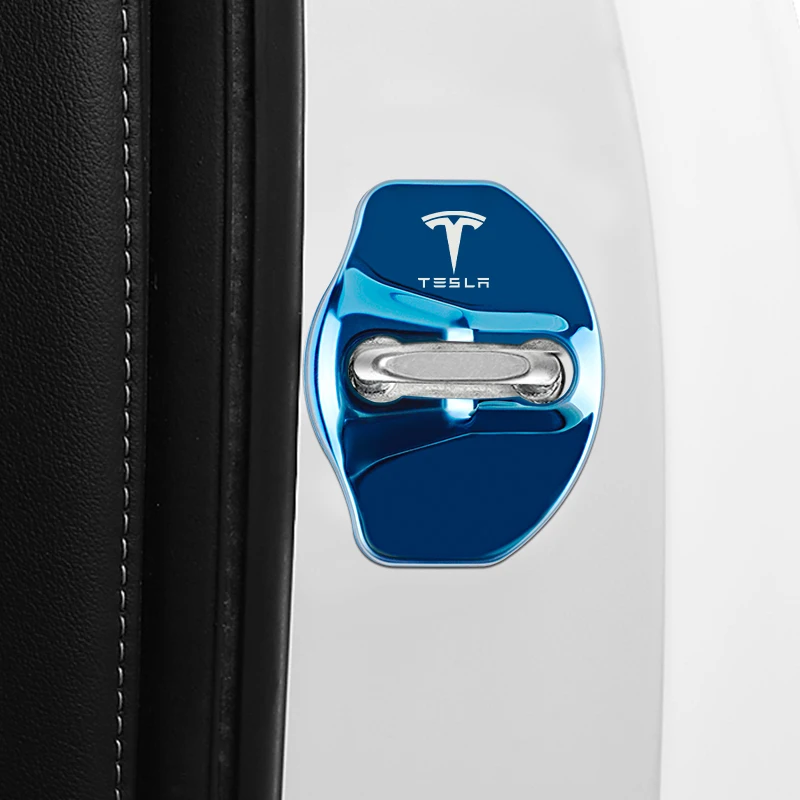 4pcs Metal Car door lock cover Protection Stickers For Tesla model 3 model X Y Auto Accessories - Image 6