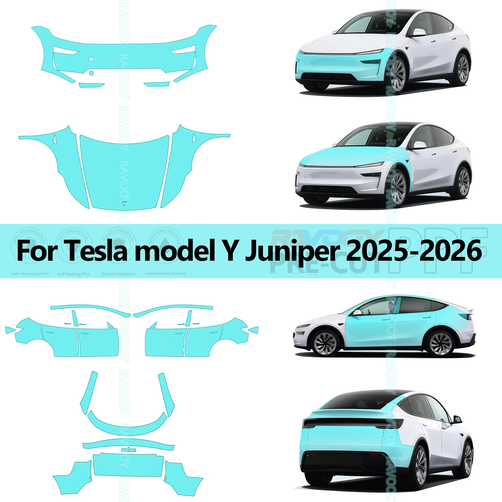 For Tesla Model Y Juniper 2025-2026 8.5Mil Precut PPF Full Vehicle Paint Protection TPU PPF Film Clear Bra