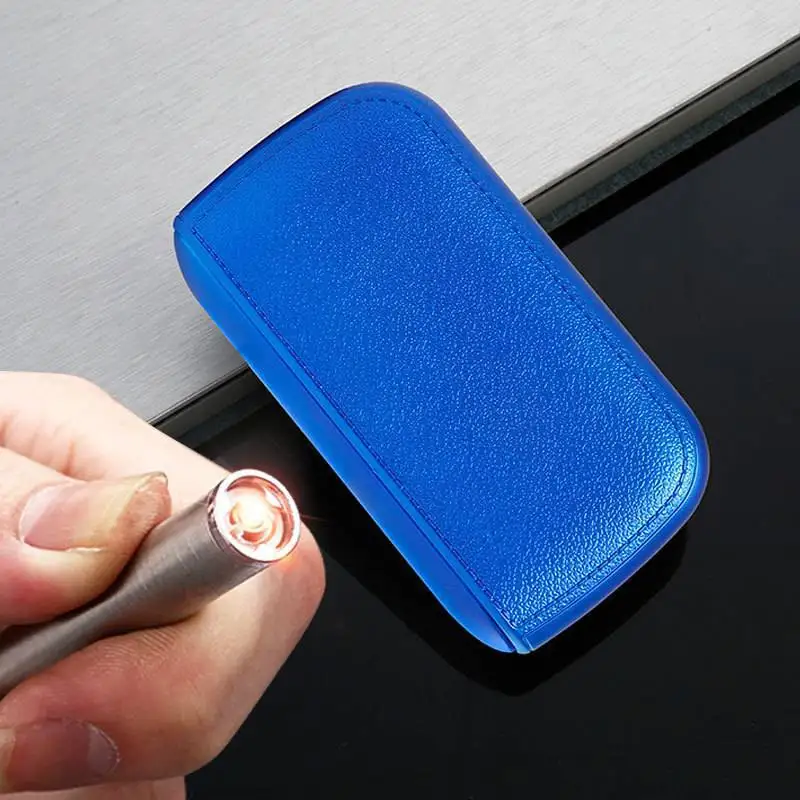 New Imitation Leather Cigarette Case with USB Tungsten Electronic Lighter Cigarette Case Men's Exquisite Gift Cigarette Tool - Image 7