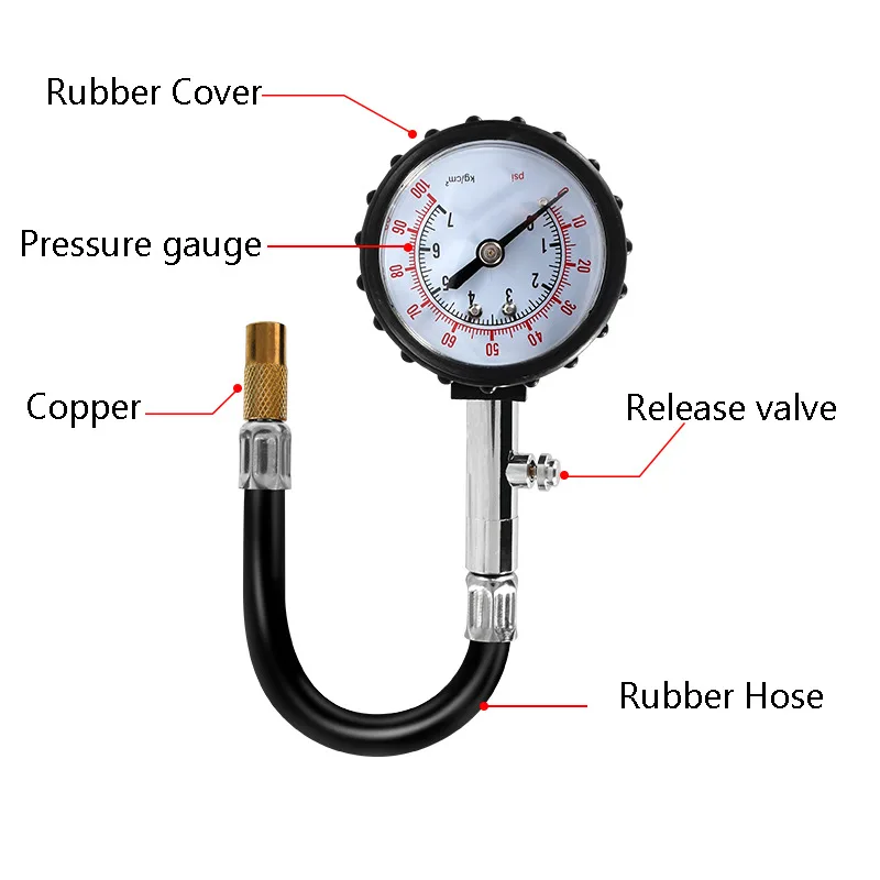 Tire Pressure 0-100PSI Long Tube Gauge Meter High-Precision Tyre Air Tester for Car Motorcycle Monitoring System - Image 5