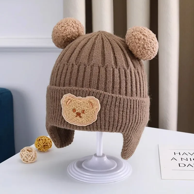 Baby wool hat cute bear ear protection hat children winter thickened warm knitted Korean version of the baby hat - Image 8