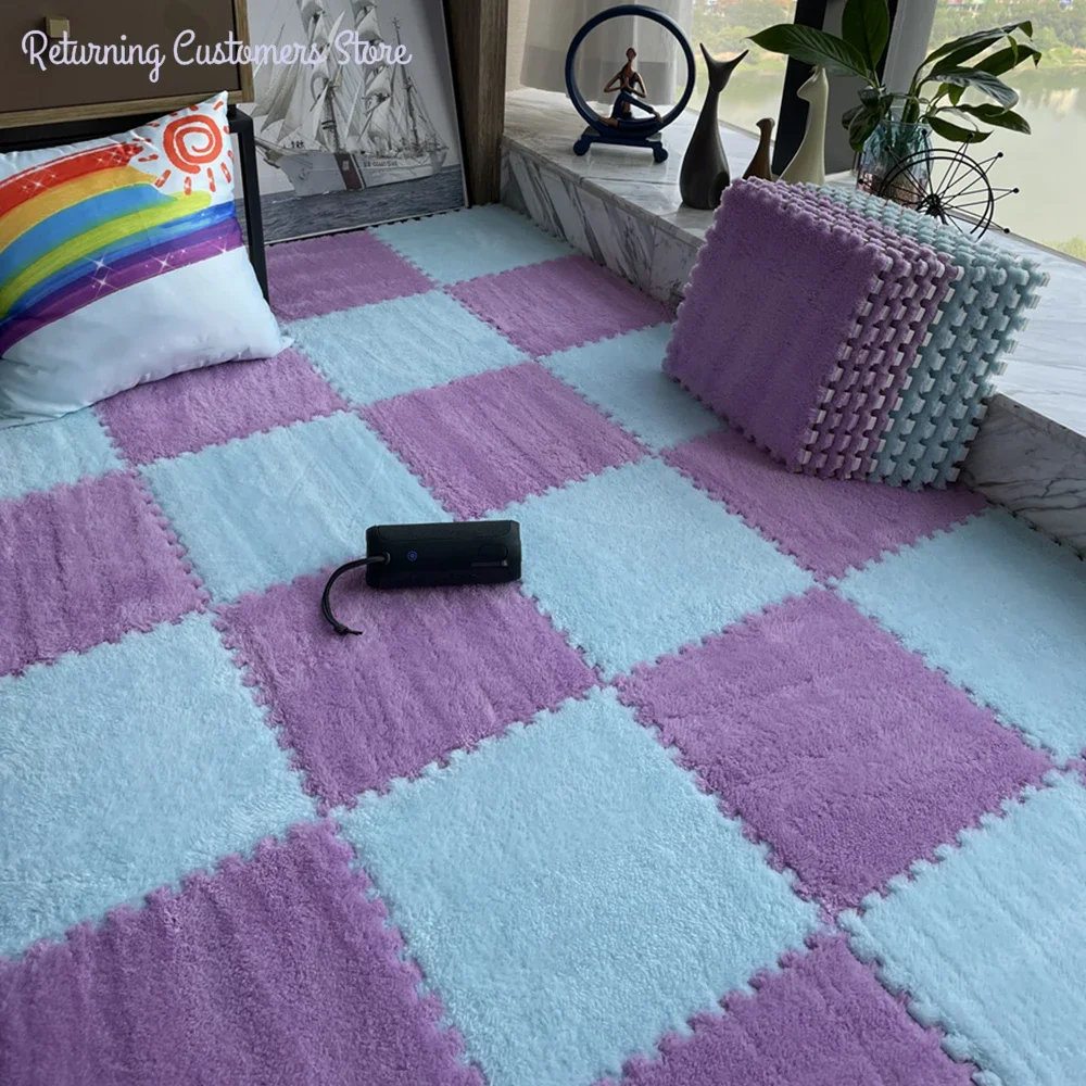 30*30CM Soft Plush Children Kids Rug Play Mat Puzzle Carpet Warm Playmat Interlocking Exercise Tiles Floor Carpet Decoration Mat - Image 2