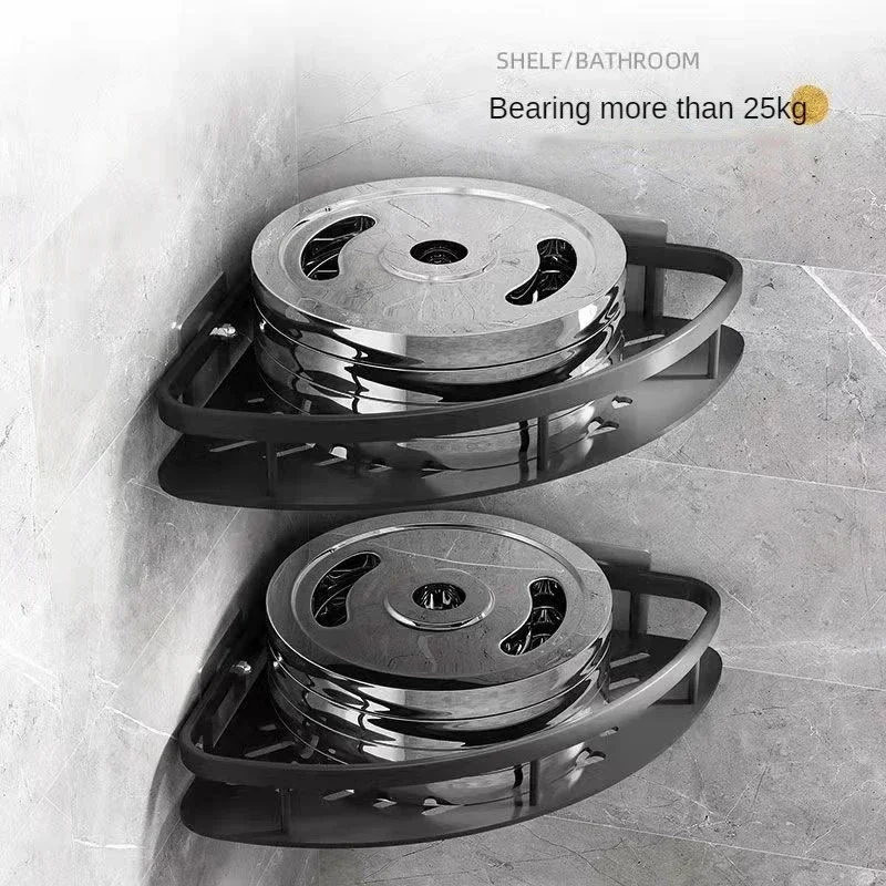 Bathroom Nail-free Shelf Shower Corner Shelf Aluminum Shampoo Shelf Shower Supply Storage Bathroom Accessories Bathroom Shelves - Image 6