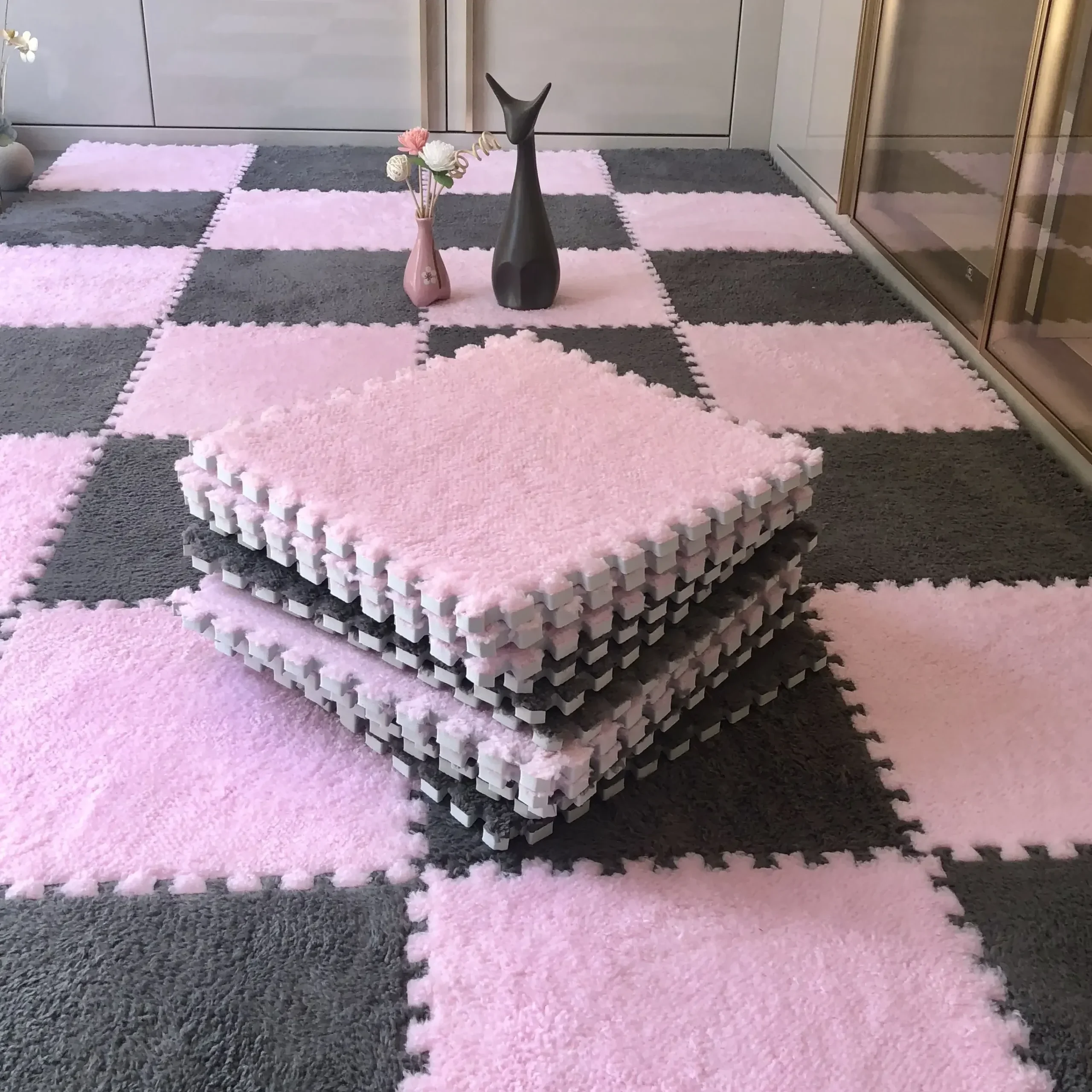 30*30CM Soft Plush Children Kids Rug Play Mat Puzzle Carpet Warm Playmat Interlocking Exercise Tiles Floor Carpet Decoration Mat - Image 14