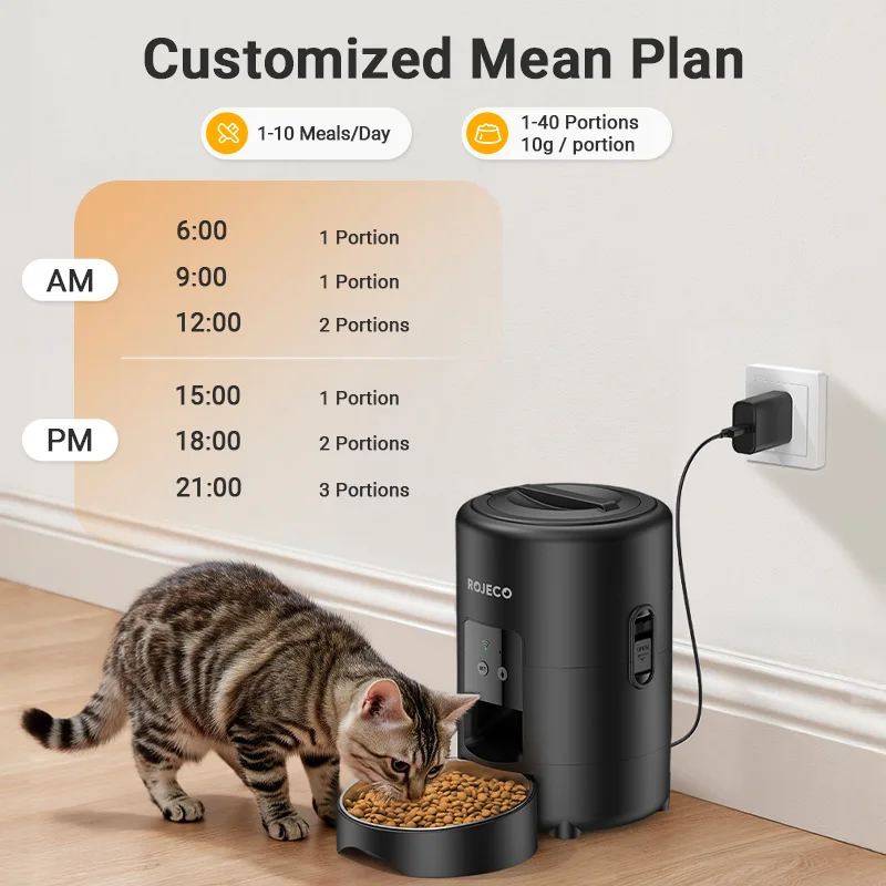 ROJECO Automatic Pet Feeder 2L Smart Cat Food Kibble Dispenser Wi-Fi App Remote Control Auto Dog Feeder For Cat Pet Accessories - Image 3