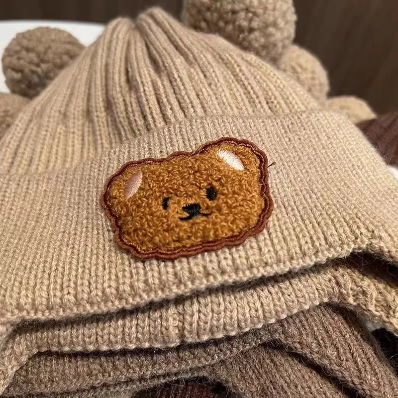 Baby wool hat cute bear ear protection hat children winter thickened warm knitted Korean version of the baby hat - Image 5