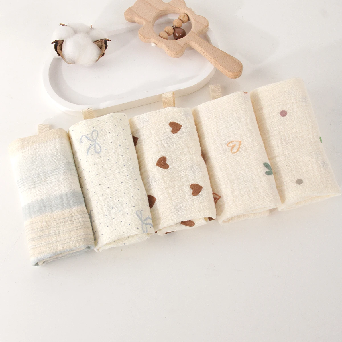 5Pcs Baby Cotton Washcloth Newborn Burp Cloth Square Towels 6-Layer Pure Cotton Soft Absorbent Gauze Cotton Baby Towels - Image 14