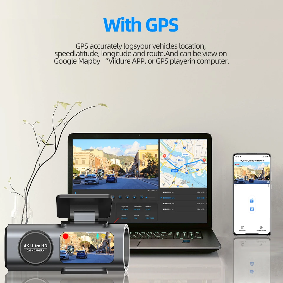 Dash Cam 4K UHD Recording Car Camera DVR Night Vision Video Recorder Built-In Wi-Fi Support GPS 24H Parking - Image 4