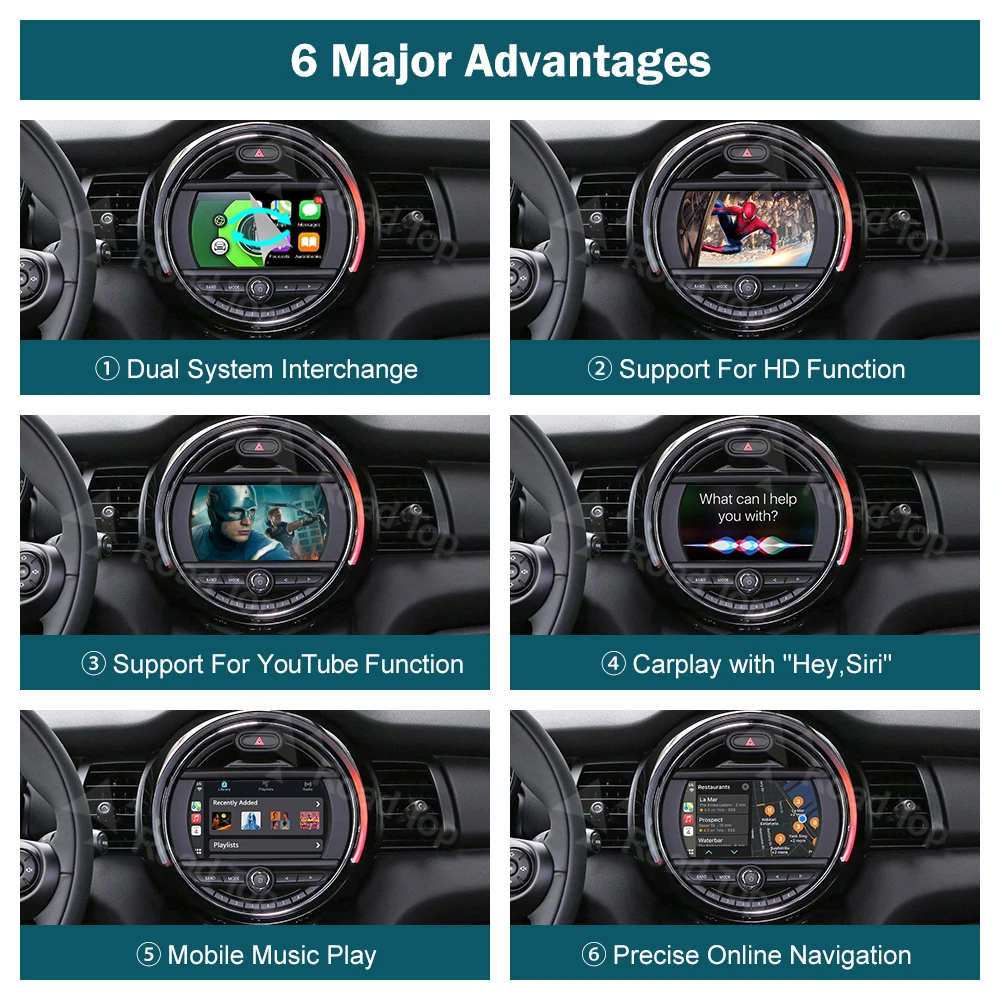 RoadTop Wireless CarPlay Android Auto for Mini R55 R56 R57 R58 R60 R61 F54 F55 F56 Clubman Countryman Cooper John Cooper Works - Image 4