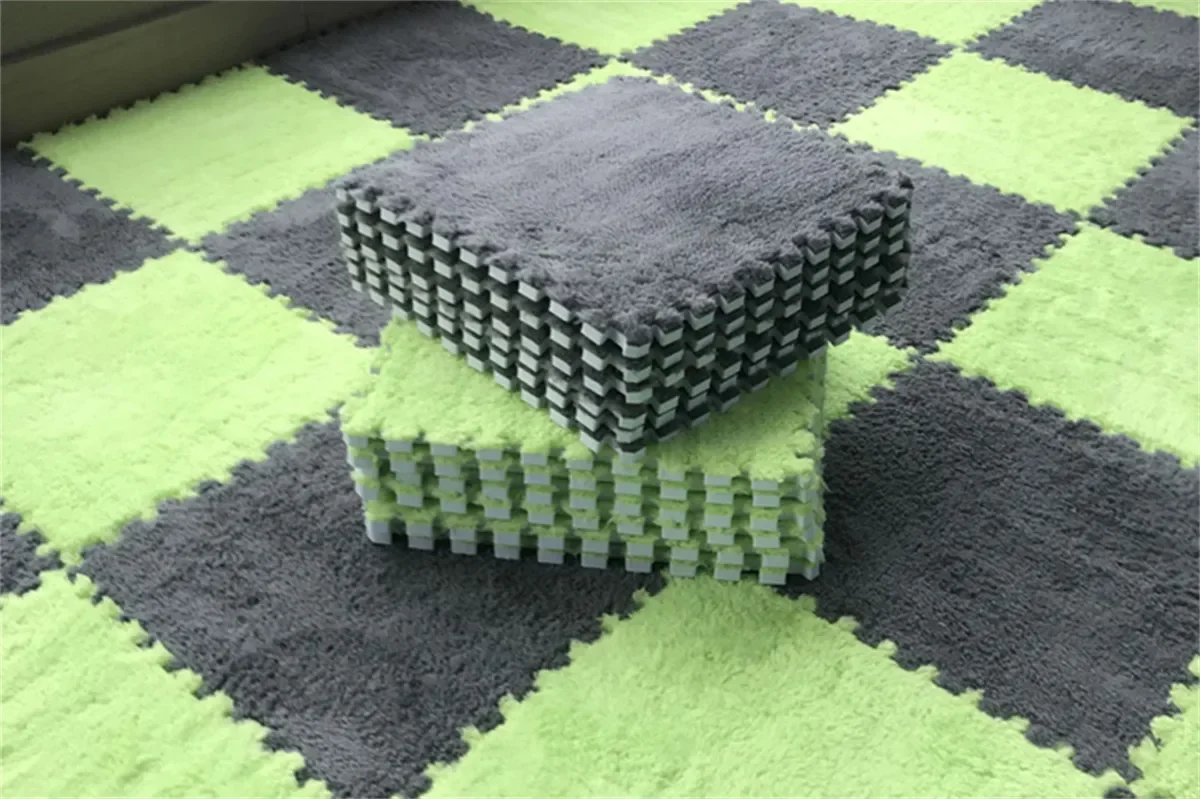 30*30CM Soft Plush Children Kids Rug Play Mat Puzzle Carpet Warm Playmat Interlocking Exercise Tiles Floor Carpet Decoration Mat - Image 13