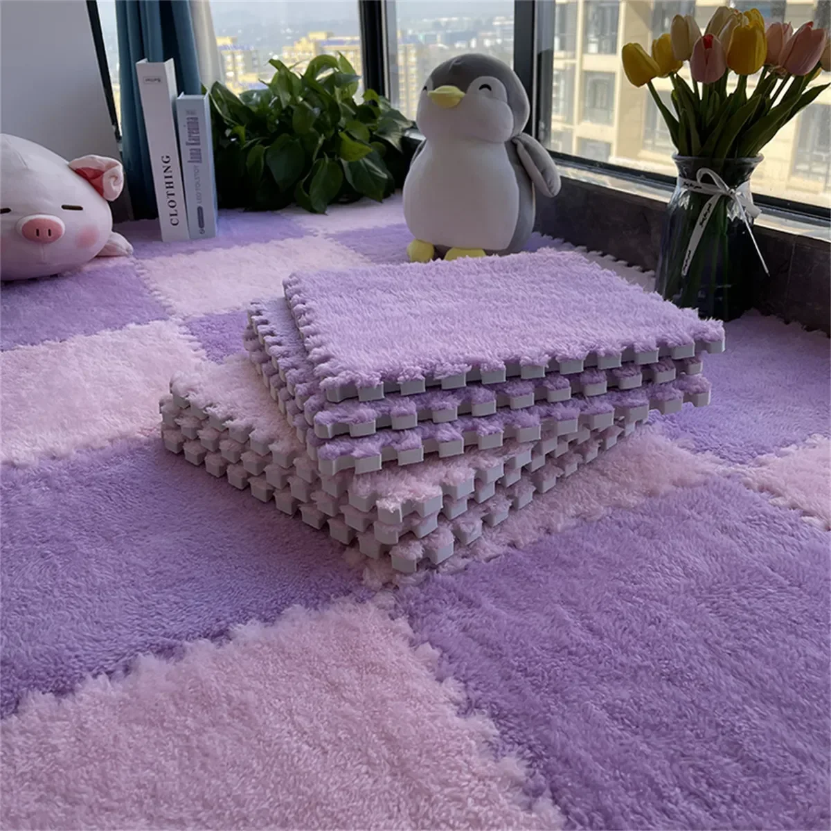 30*30CM Soft Plush Children Kids Rug Play Mat Puzzle Carpet Warm Playmat Interlocking Exercise Tiles Floor Carpet Decoration Mat - Image 8