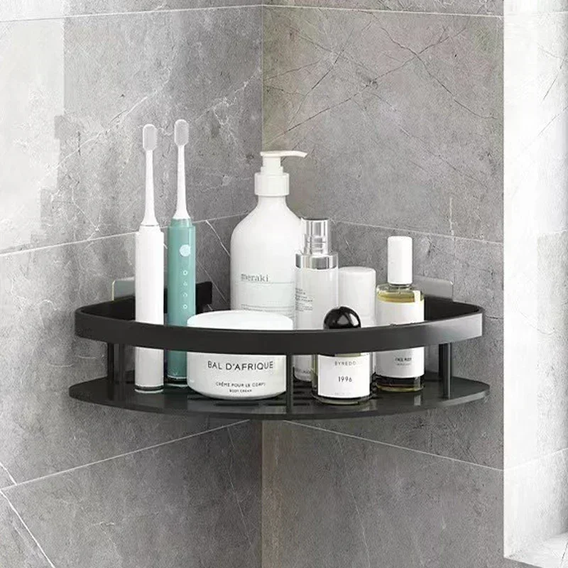 Bathroom Nail-free Shelf Shower Corner Shelf Aluminum Shampoo Shelf Shower Supply Storage Bathroom Accessories Bathroom Shelves - Image 8