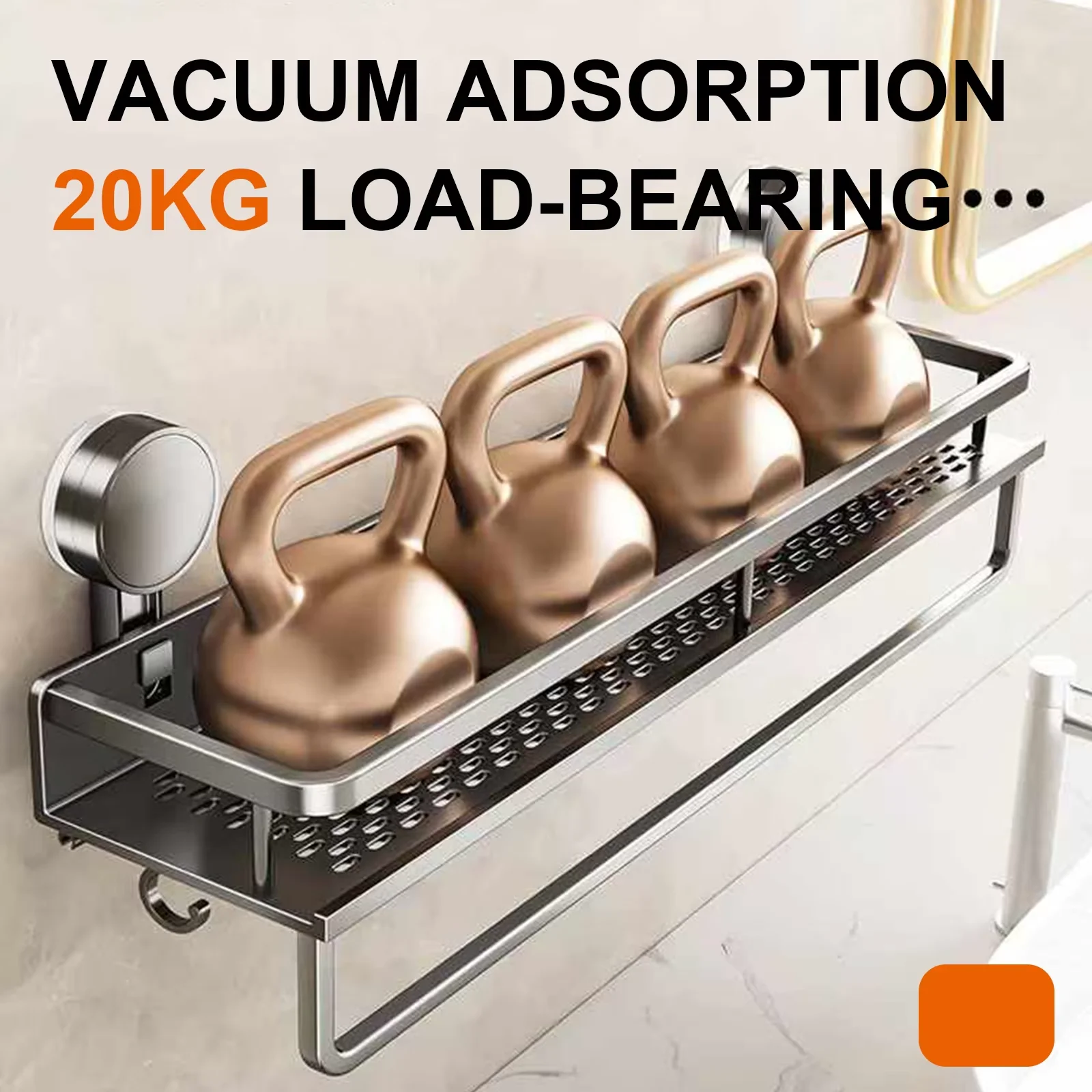 Space Aluminum Suction Cup Bathroom Rack No-punch Wall Mount Shower Storage Shelf Large Capacity Strong Load-bearing - Image 2