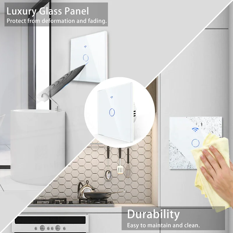 AXUS WiFi Smart Light Switches Touch Switch RF433 No Neutral Wire Smart Home Life Tuya App Control Support Alexa Google Home - Image 4
