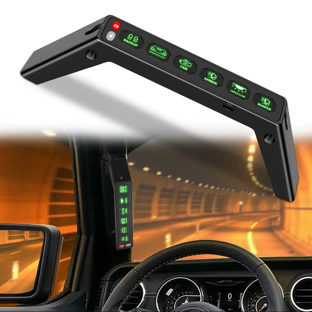 6 Gang Grab Handle Switch Panel for Jeep Wrangler Wireless Grab Handle Switch Panel , Offroad