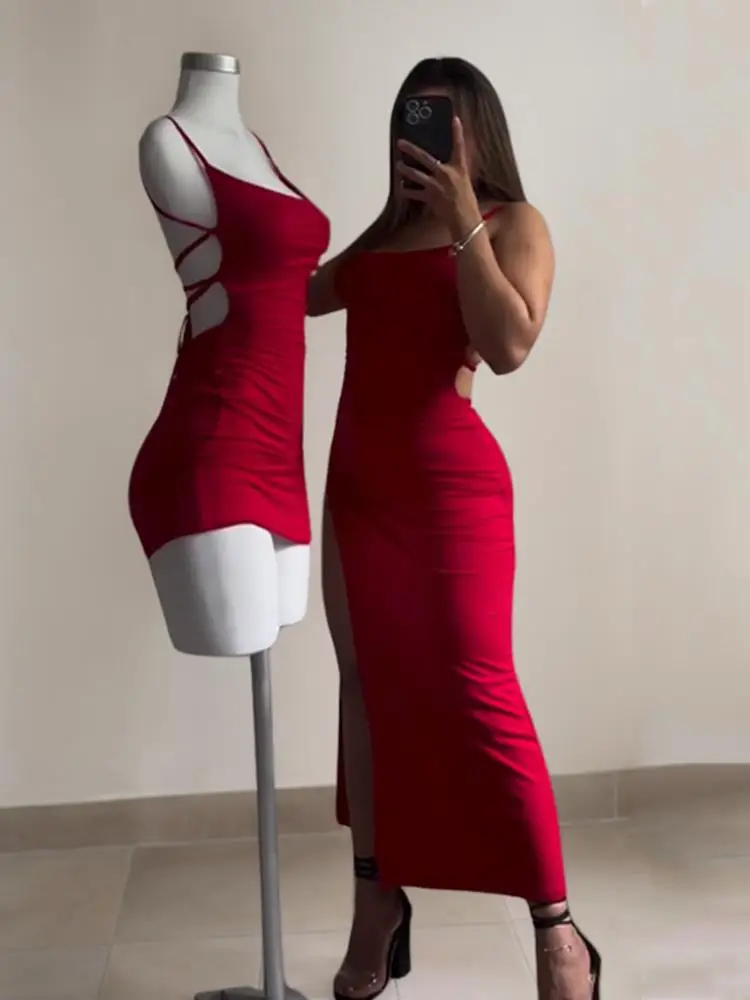 2026 explosive new dress summer high sensibility halter strap Spice Girl bag hip dress - Image 6