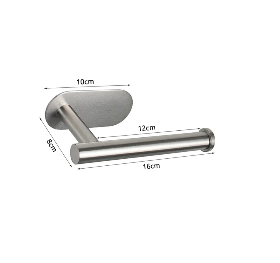 No Punching Wall Mounted Toilet Paper Holder Rustproof Anticorrosion Stainless Steel Bathroom Kitchen Roll Paper Toilet Holder - Image 8