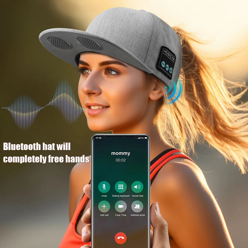 Bluetooth Sports Music Hat Headphone Dual Speaker Wireless Music Running Earphone with Mic Adjustable Baseball Cap Smart Speaker - Image 2