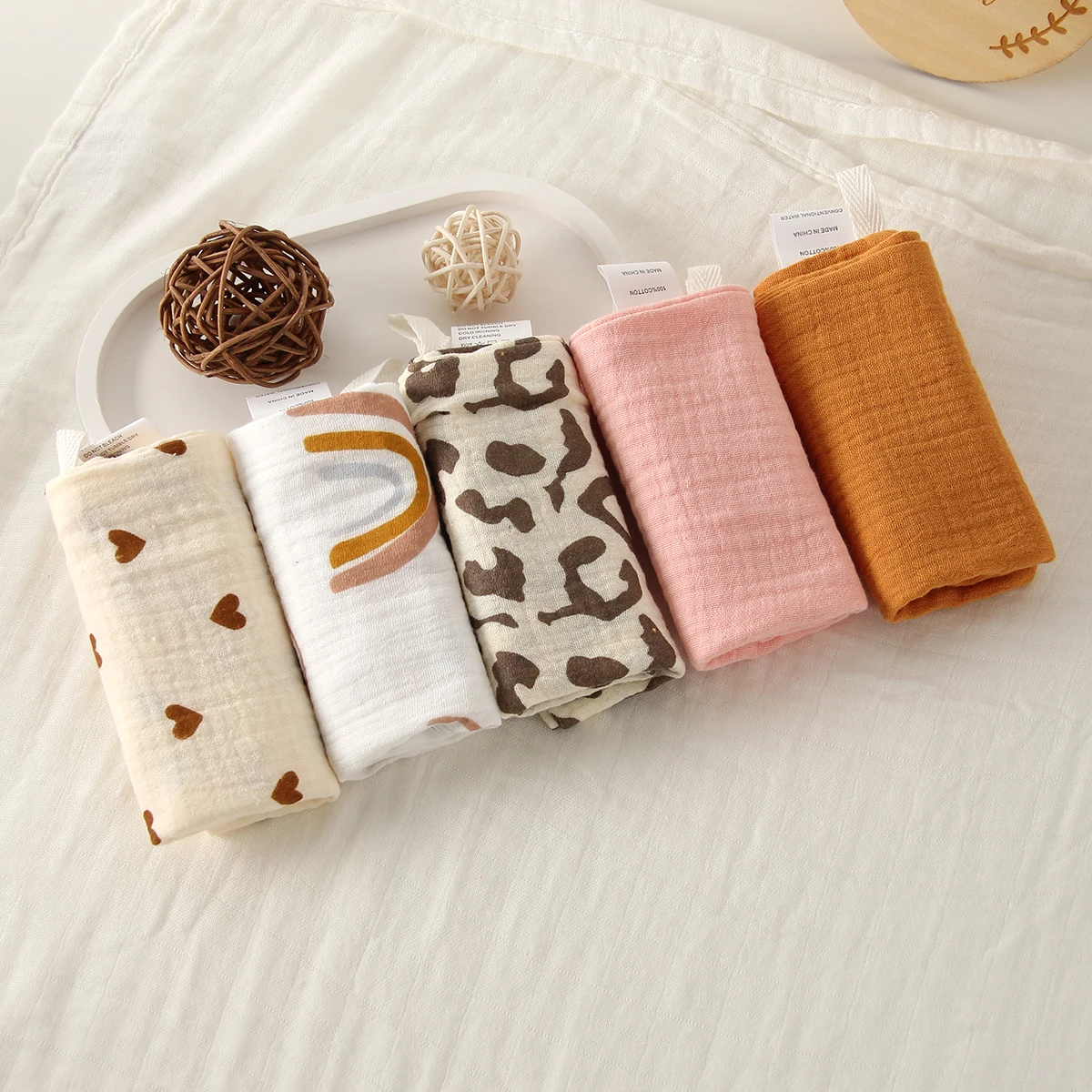5Pcs Baby Cotton Washcloth Newborn Burp Cloth Square Towels 6-Layer Pure Cotton Soft Absorbent Gauze Cotton Baby Towels - Image 11