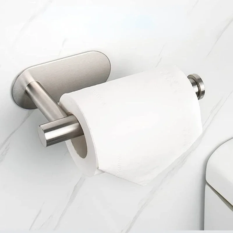 No Punching Wall Mounted Toilet Paper Holder Rustproof Anticorrosion Stainless Steel Bathroom Kitchen Roll Paper Toilet Holder - Image 4