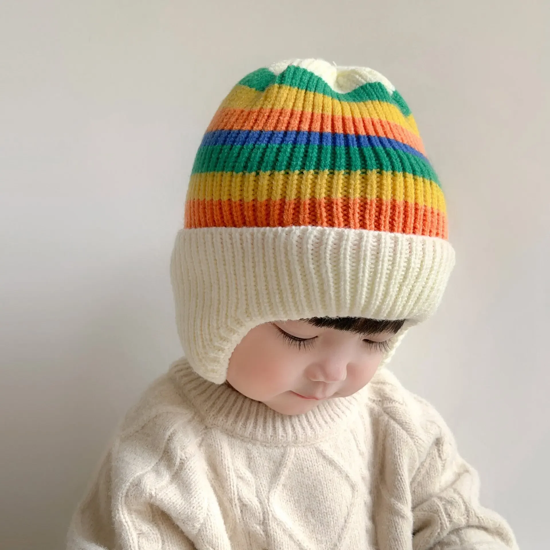 Baby wool hat cute bear ear protection hat children winter thickened warm knitted Korean version of the baby hat - Image 9