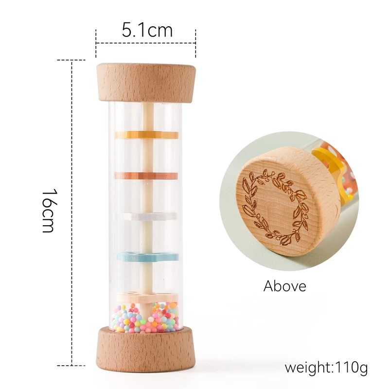 Montessori Baby Rain Stick Rainbow Hourglass Rain Music Rattle Baby Educational Toy Colorful Montessori Sensory Toys for Kids - Image 7