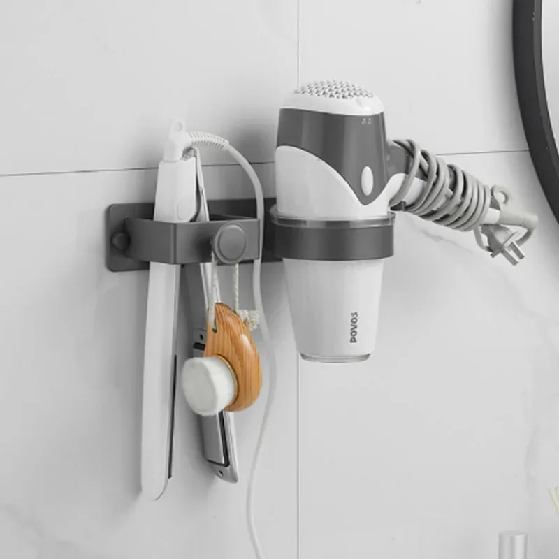Hair Dryer Holder Wall Mounted Bathroom Hair Straightener Storage Holder Hair Tool Organizer Adhesive Toilet Blower Holder - Image 8