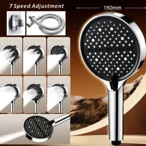 New 15CM High Pressure Shower Head for Hard Water High Pressure Shower 7 Modes Adjustable Spray with Massage Bathroom