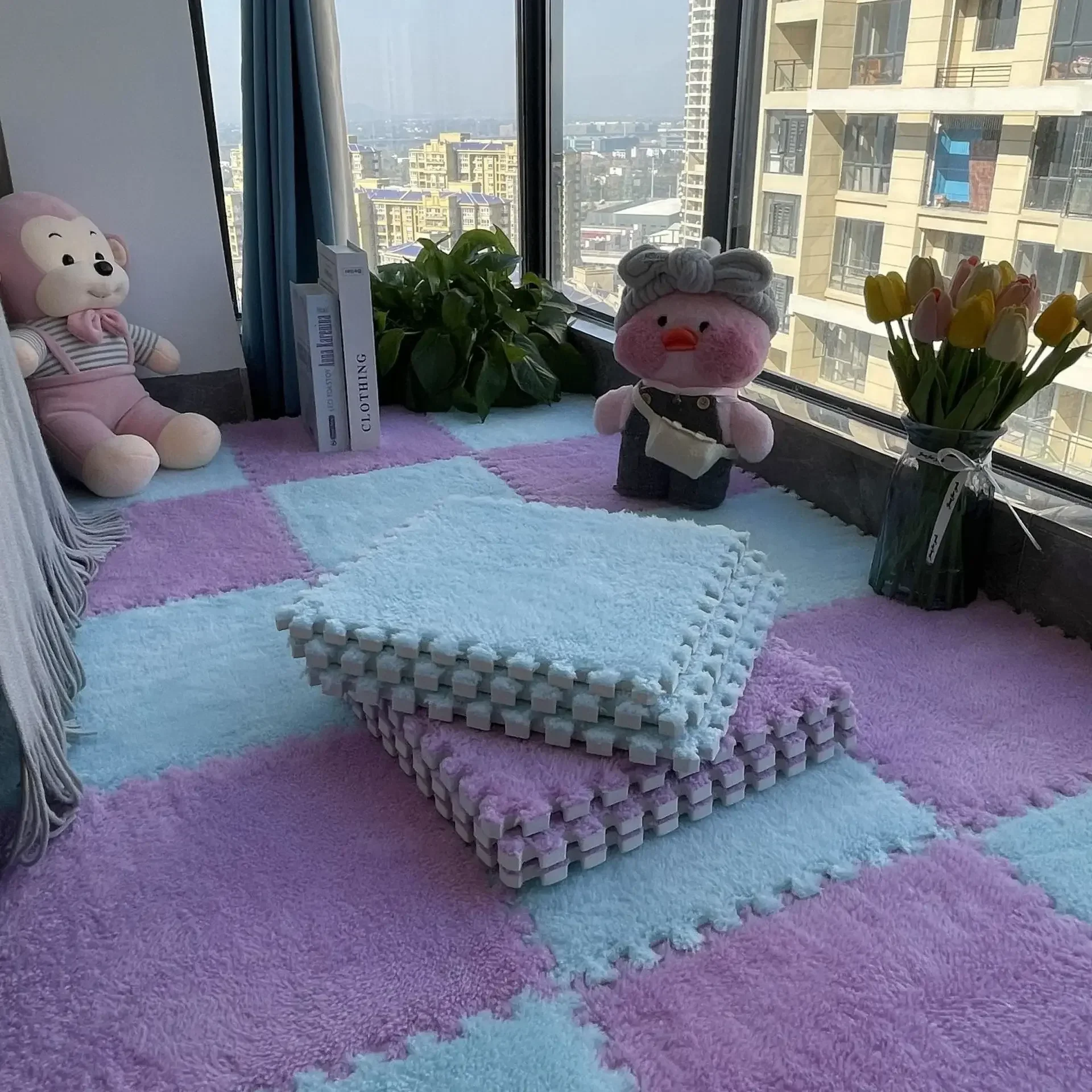 30*30CM Soft Plush Children Kids Rug Play Mat Puzzle Carpet Warm Playmat Interlocking Exercise Tiles Floor Carpet Decoration Mat - Image 16