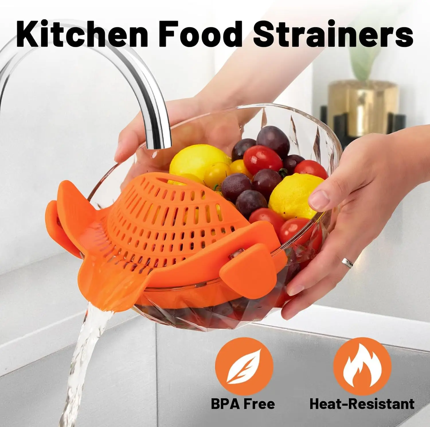 Heat-Resistant Silicone Clip-On Strainer Collapsible Drain Colander for Pots Pans Pasta Veggies Fruits Kitchen Tool - Image 5
