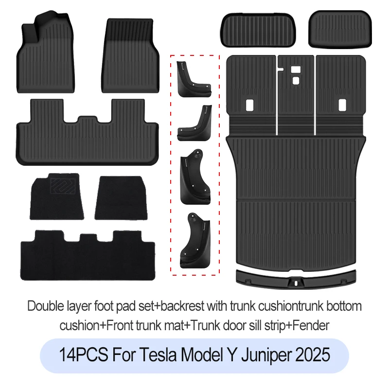 Tesla New Model Y Juniper 2025+ TPE Floor Mats Waterproof Luggage Mat Wear-resistant Foot Pads ModelY Trunk Mats Accessories - Image 21