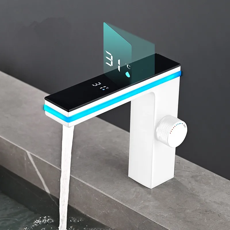 Digital Display Bathroom Basin Faucet Intelligent LED Brass Deck Mounted Washbasin Crane Hot Cold Water Mixer Sink Vanity Tap - Image 8