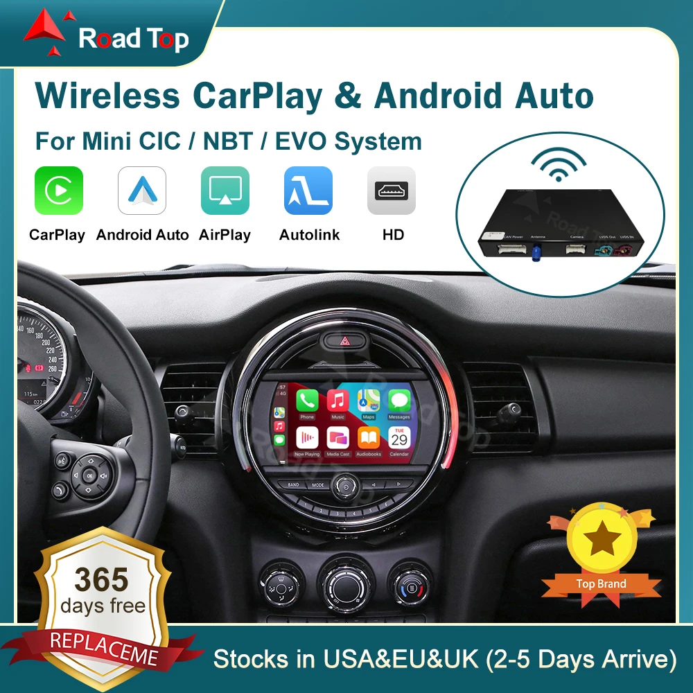 RoadTop Wireless CarPlay Android Auto for Mini R55 R56 R57 R58 R60 R61 F54 F55 F56 Clubman Countryman Cooper John Cooper Works