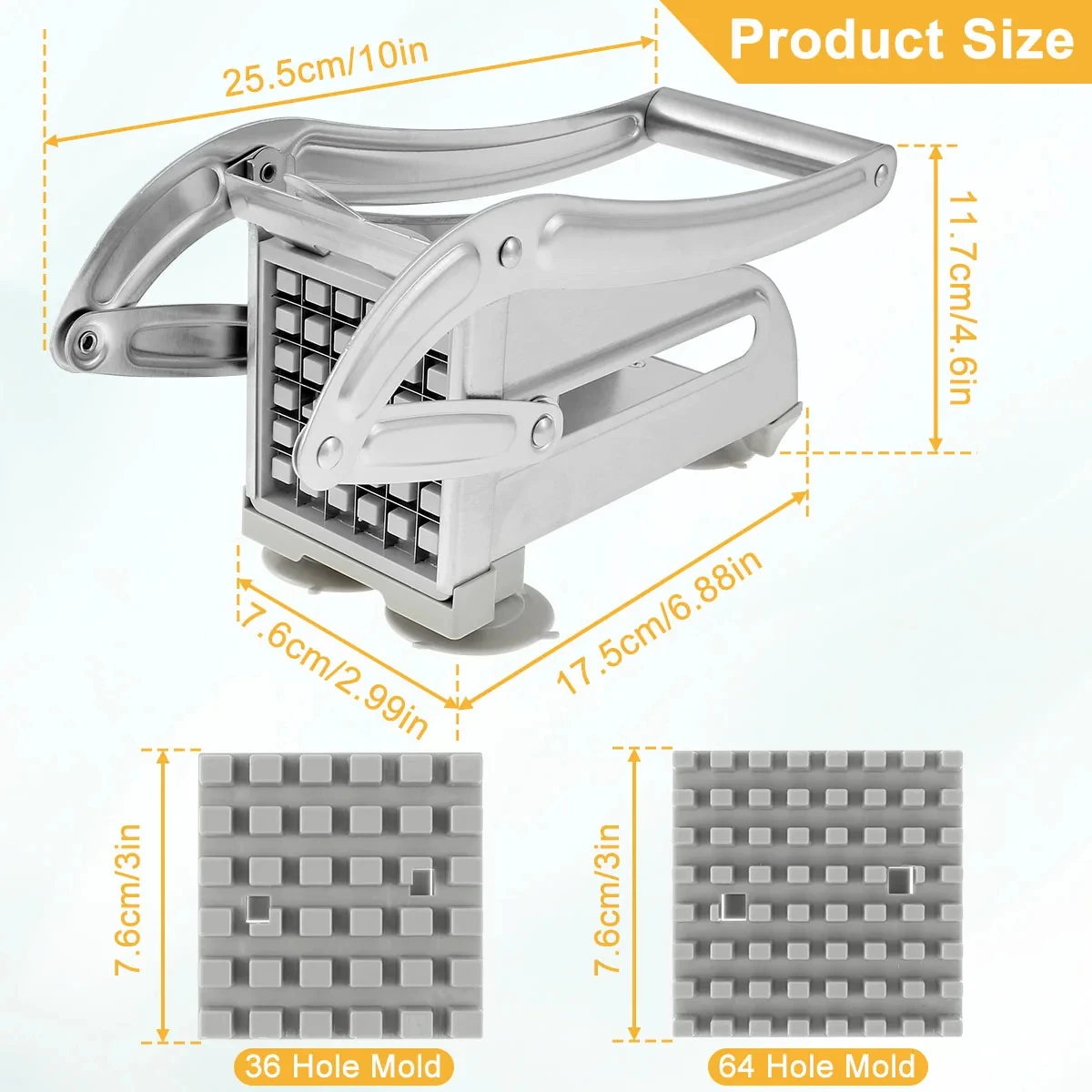 1pc Stainless Steel Manual Potato Cutter French Fries Slicer Potato Chips Maker Meat Chopper Dicer Cutting Machine Tools - Image 3