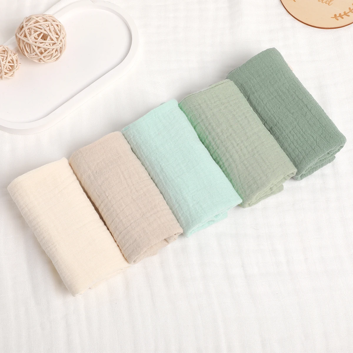 5Pcs Baby Cotton Washcloth Newborn Burp Cloth Square Towels 6-Layer Pure Cotton Soft Absorbent Gauze Cotton Baby Towels - Image 7