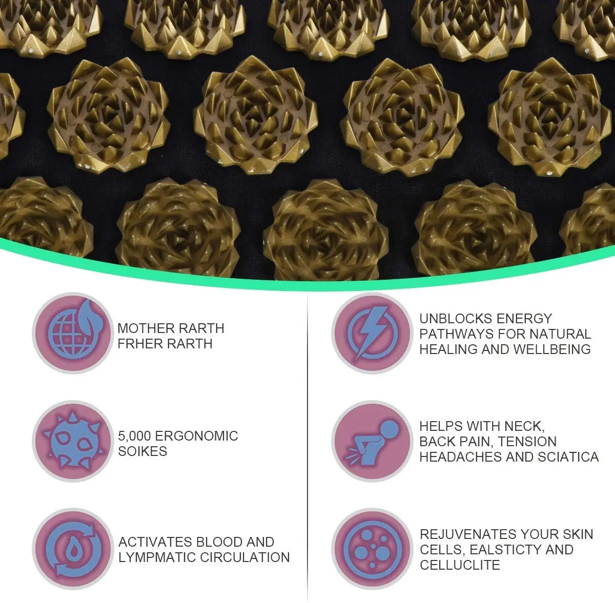 Pranamat Eco Lotus Spike Mat Acupuncture Massage Cushion Kuznetsov's Applicator for Neck Foot Back Yoga Acupressure Massage Mat - Image 4