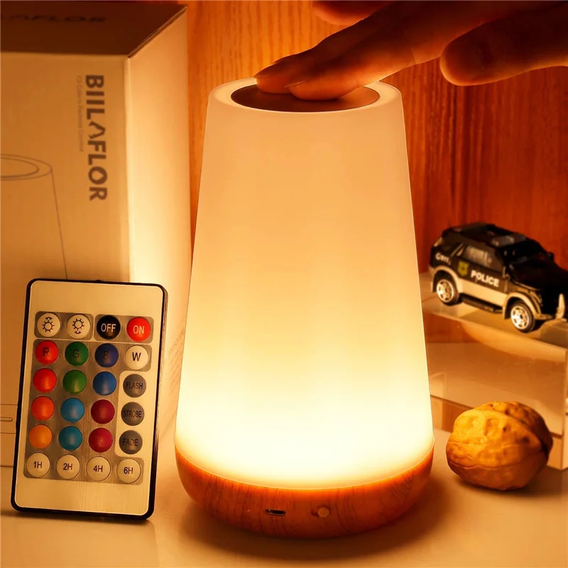 13 Color Changing Night Light RGB Remote Control Touch Dimmable Lamp Portable Table Bedside Lamps USB Rechargeable Night Lamp - Image 7