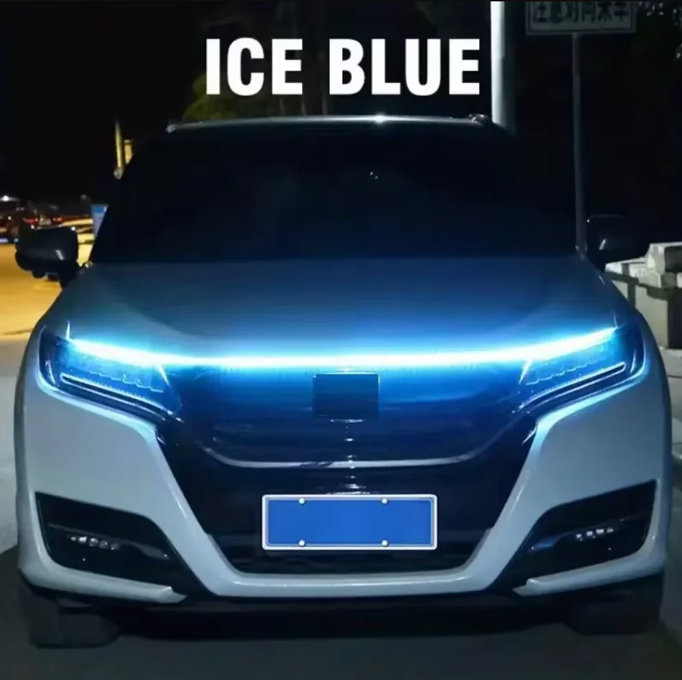 1pc Dynamic meteor Led Car Hood Lights Strip Universal Engine Hood Guide Decorative Light Bar Auto Headlights Car Running Light - Image 7