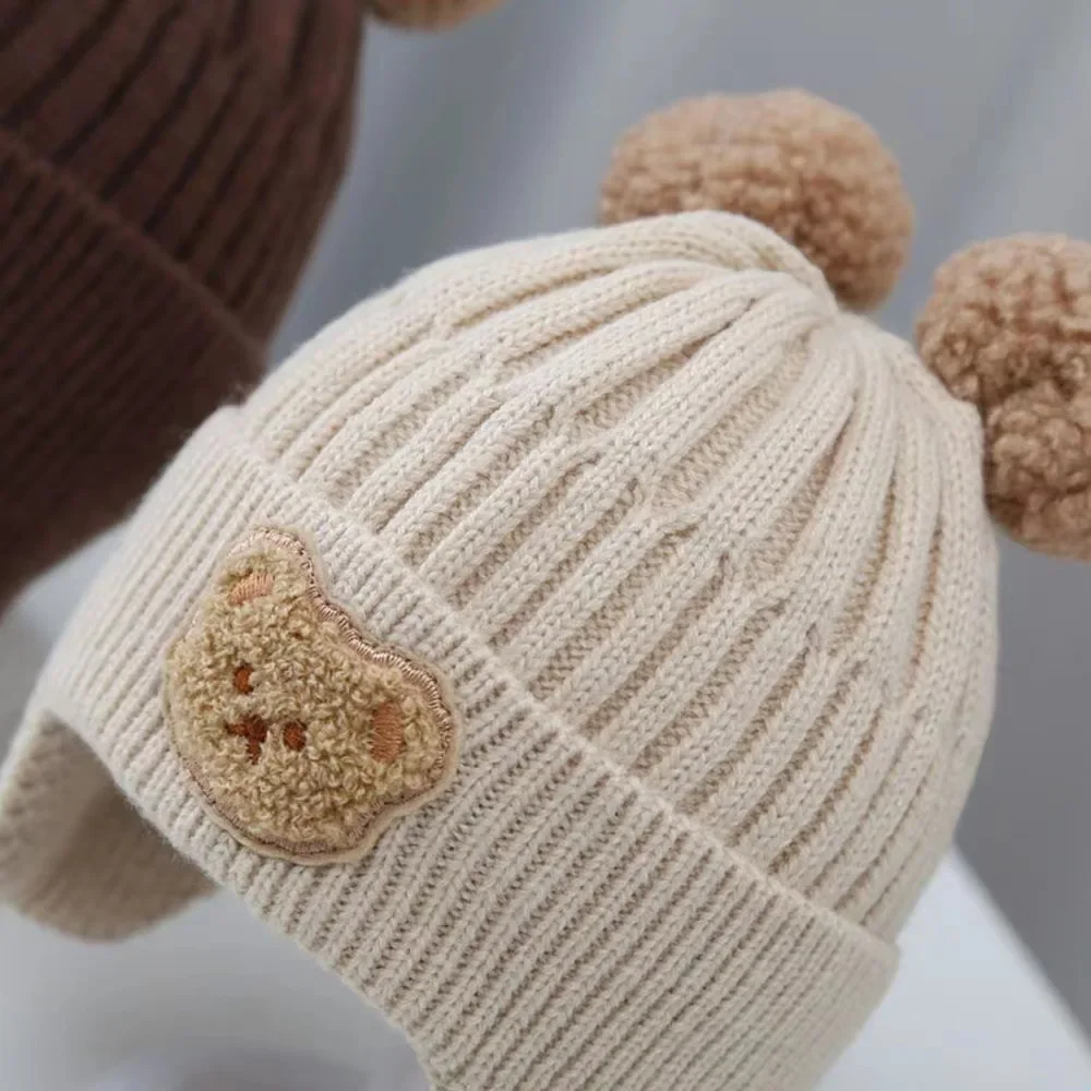 Baby wool hat cute bear ear protection hat children winter thickened warm knitted Korean version of the baby hat - Image 4