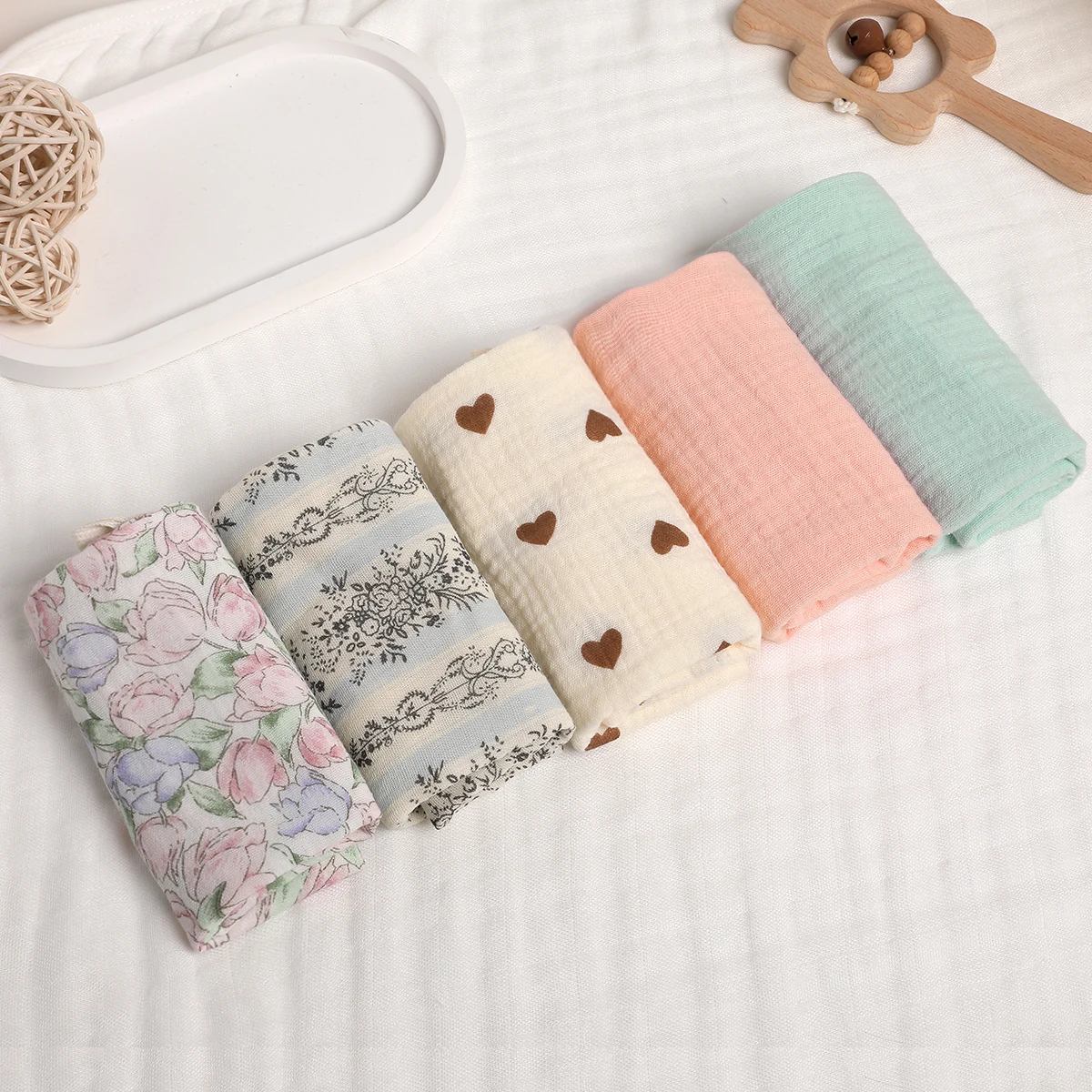 5Pcs Baby Cotton Washcloth Newborn Burp Cloth Square Towels 6-Layer Pure Cotton Soft Absorbent Gauze Cotton Baby Towels - Image 20