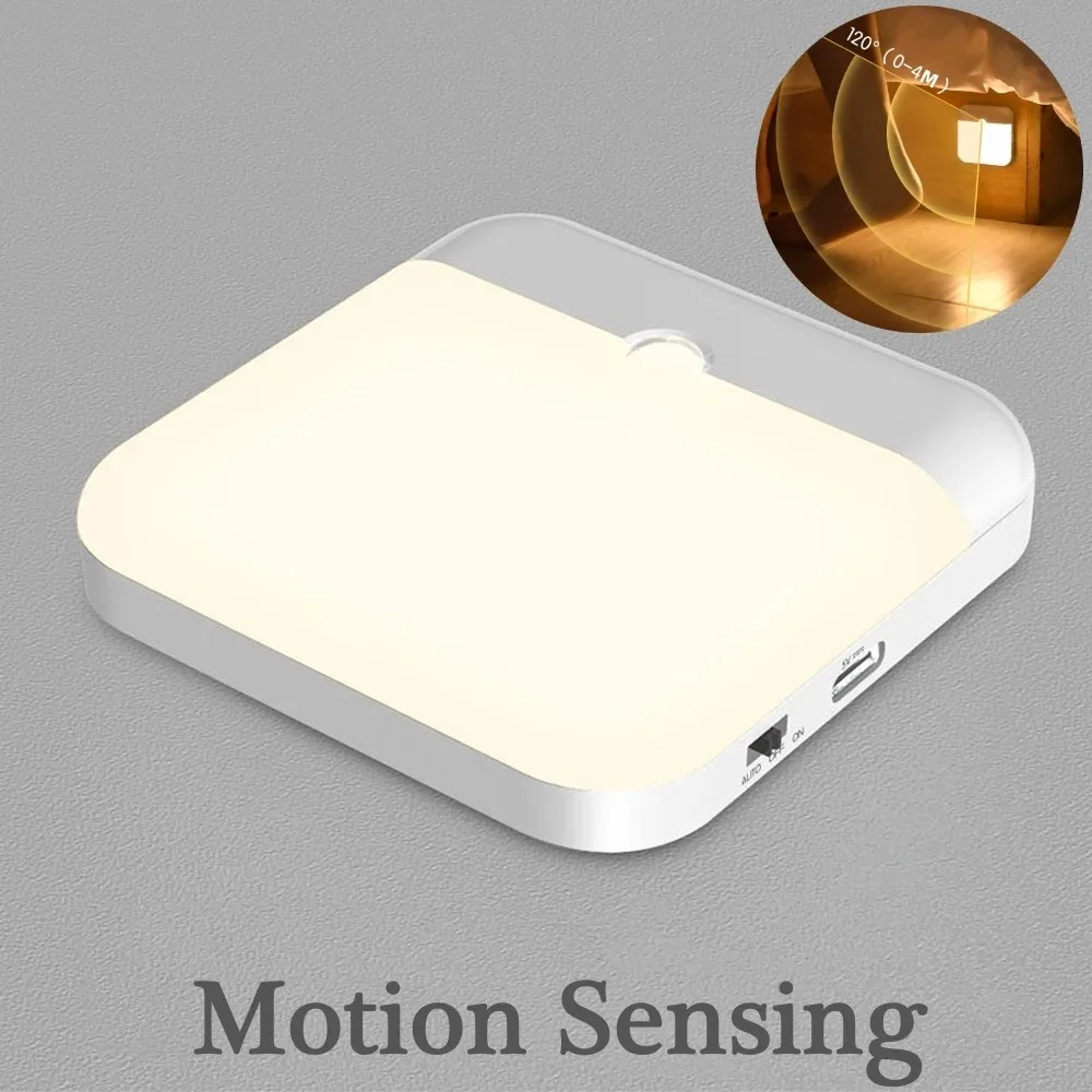 Motion Sensor Led Light Usb Charging Square Lamp for Bedroom Kitchen Stair Hallway Wardrobe Cupboard Lighting - Image 3