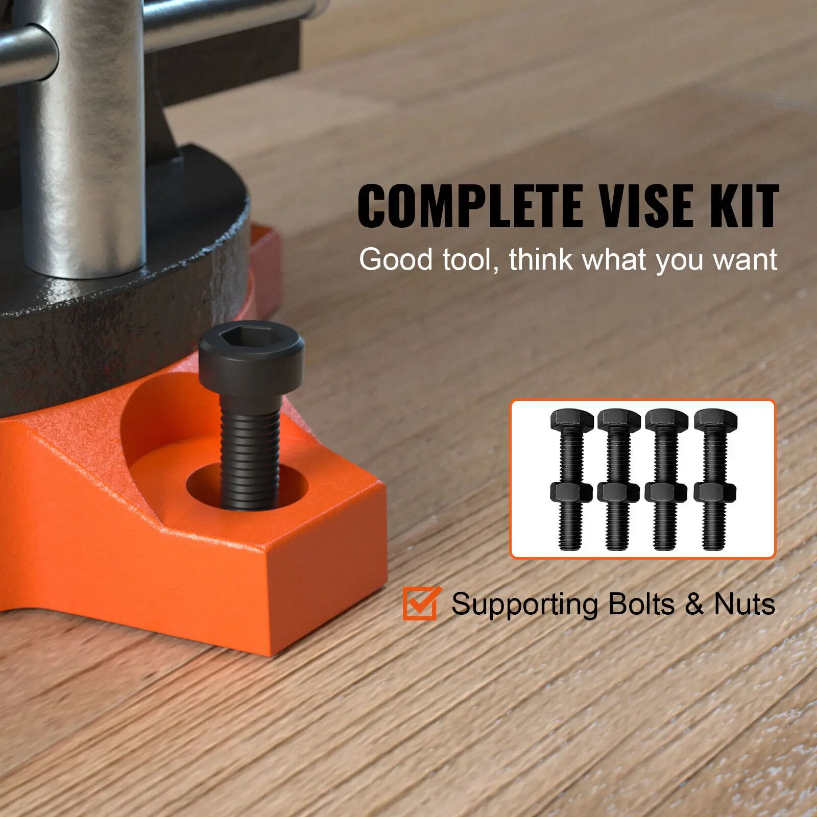 SucceBuy Bench Vise 4.5" Multipurpose with Swivel Base Anvil Heavy Duty Cast Iron for Drilling, Conduit Cutting, Sanding - Image 3