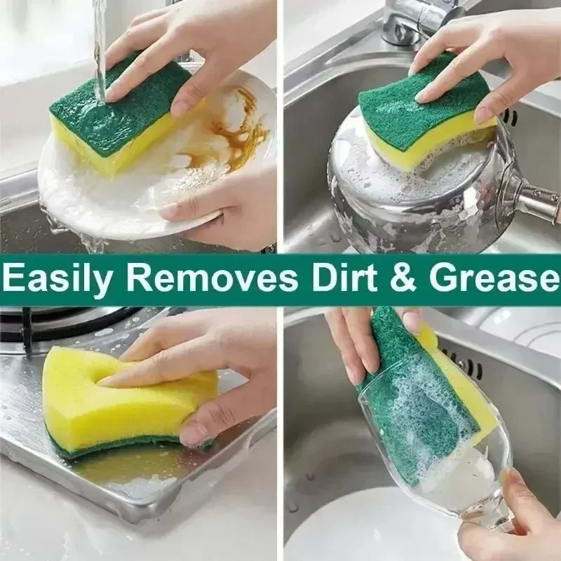 100/1Pcs Kitchen Dishwashing Sponge Soft Absorbent Clean Rub Pot Rust Scouring Pad Removing Kits Household Cleaning Brush Sponge - Image 6