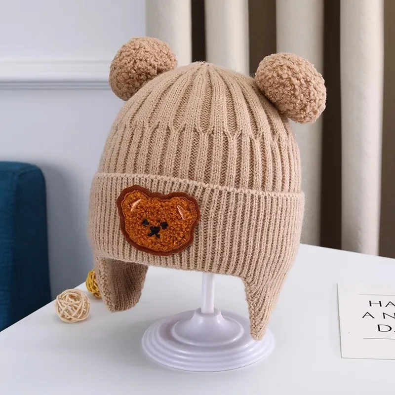 Baby wool hat cute bear ear protection hat children winter thickened warm knitted Korean version of the baby hat - Image 12