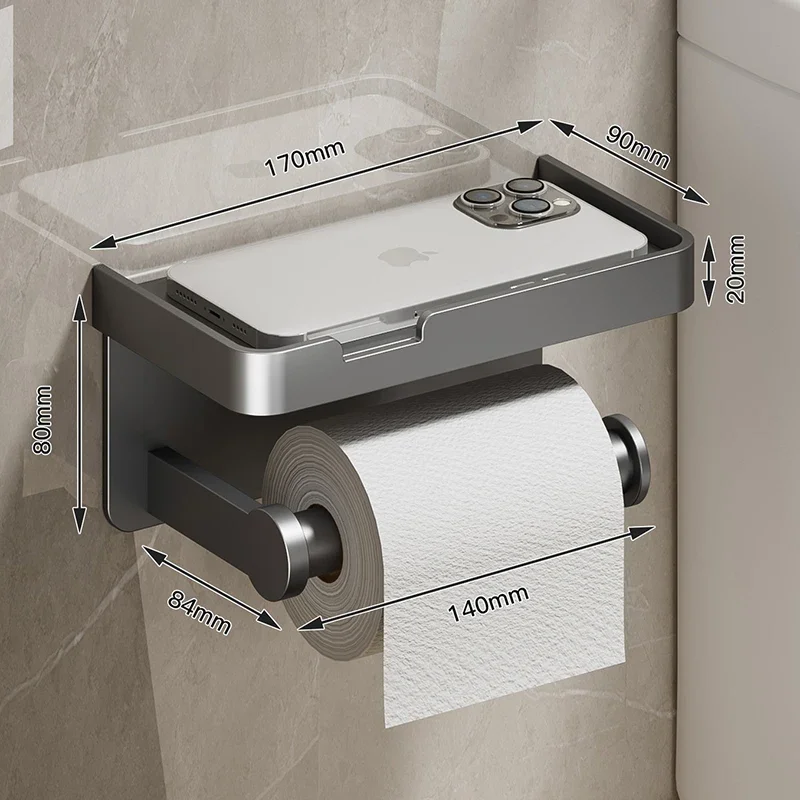 Black Gold Toilet Paper Holder Bathroom Wall Mount Multifunction WC Paper Phone Holder Shelf Towel Roll Shelf Accessories - Image 12