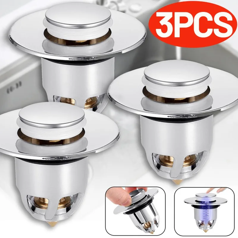 3/1PCS Universal Basin Drain Filter Copper Pop-Up Bounce Core Hair Catcher Bath Stopper Kitchen Bathroom Sink Bathtub Accessory