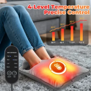 Electric Foot Heating Pad Massage Cushion Portable Foot Warmer 4 Levels Temperature 4 Timer Heated Foot Massager Warming Mat