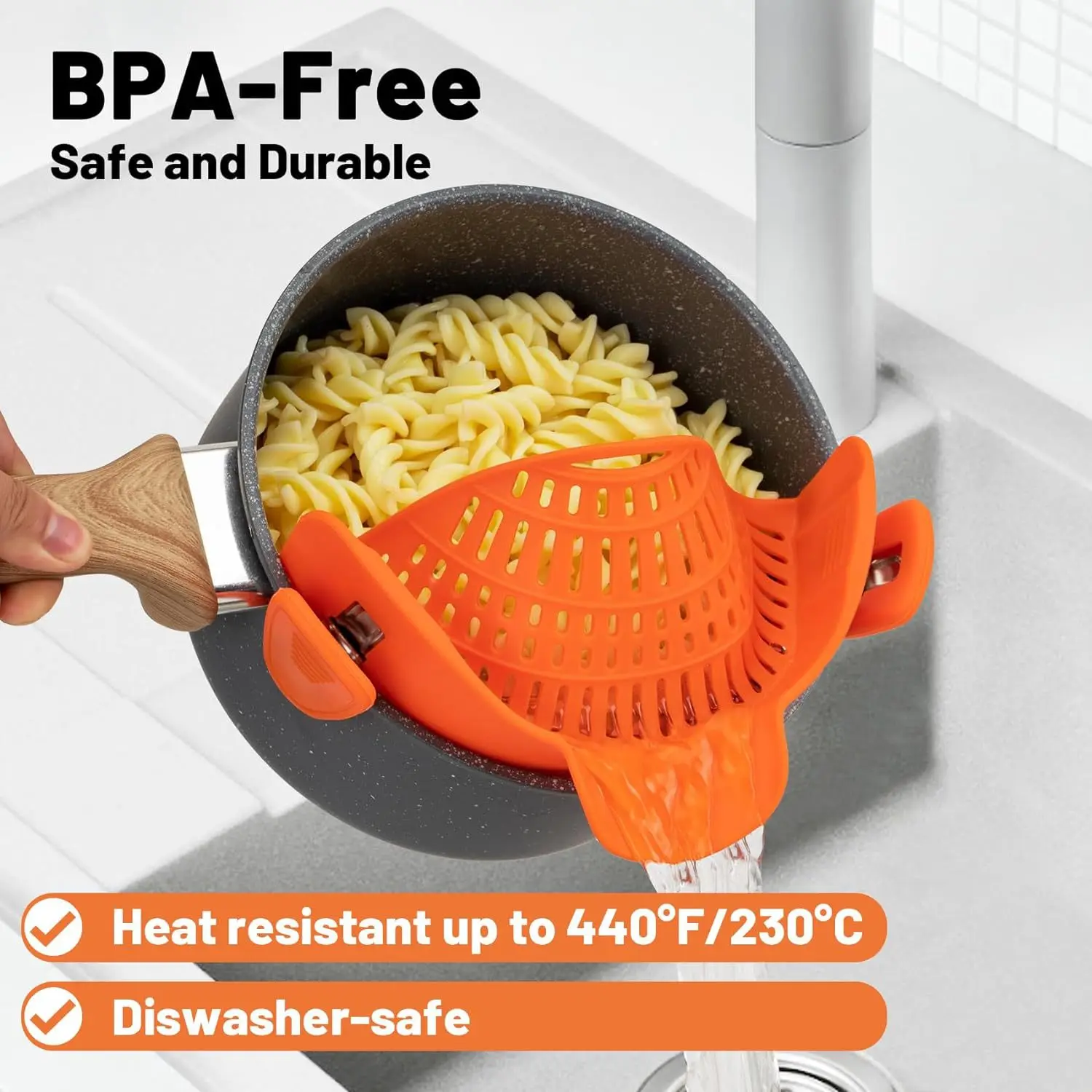 Heat-Resistant Silicone Clip-On Strainer Collapsible Drain Colander for Pots Pans Pasta Veggies Fruits Kitchen Tool - Image 6