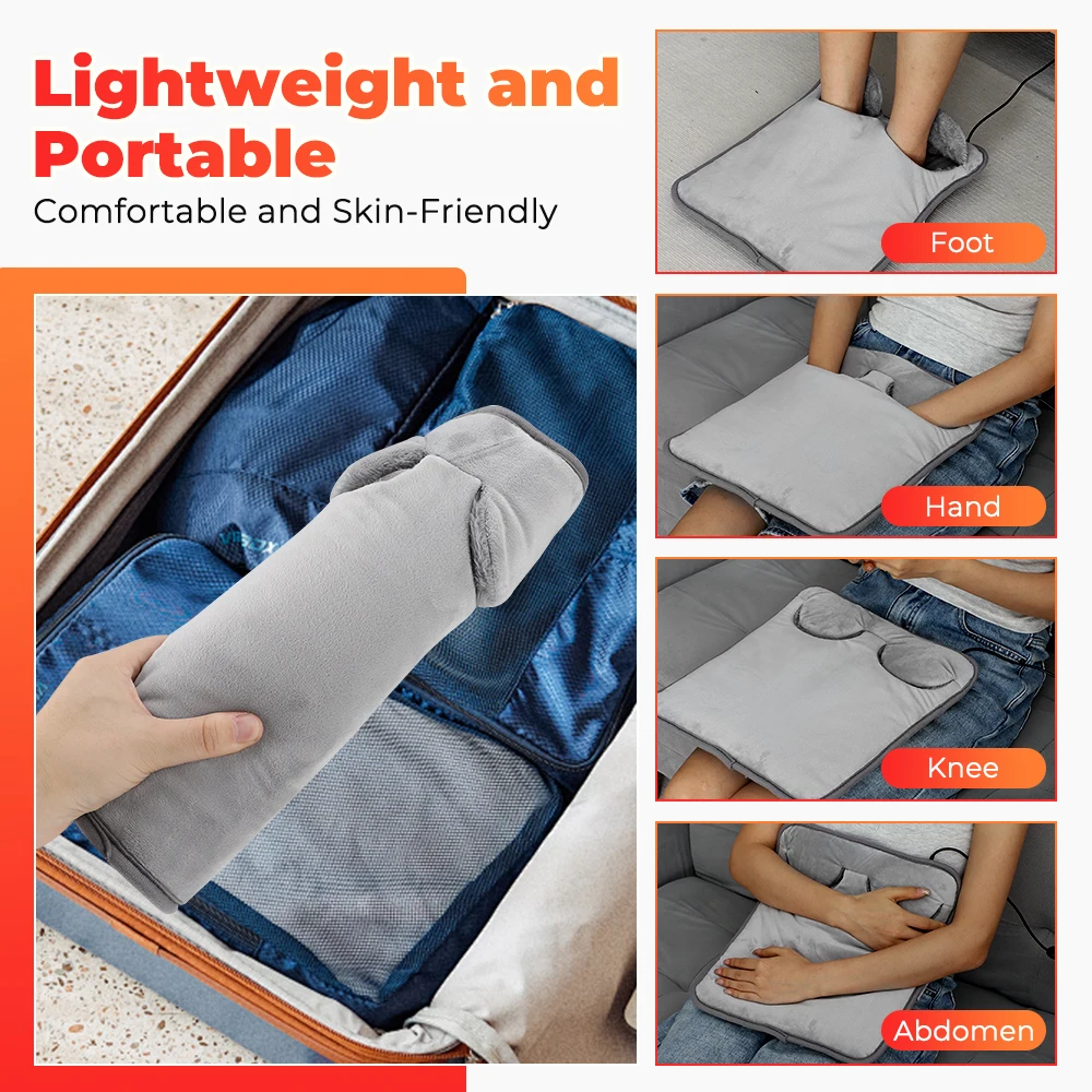 Electric Foot Heating Pad Massage Cushion Portable Foot Warmer 4 Levels Temperature 4 Timer Heated Foot Massager Warming Mat - Image 2